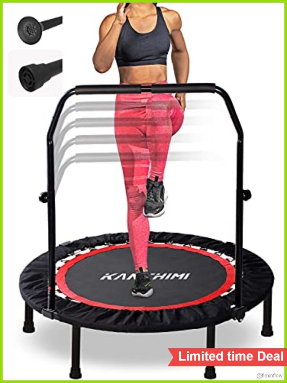 40" 48" Folding Mini Fitness Rebounder Trampoline with Handle Max Load 330lbs